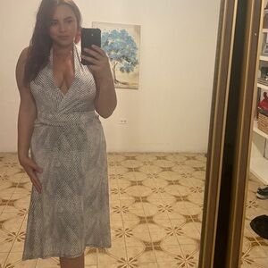 Michael Kors Black and White Midi Dress